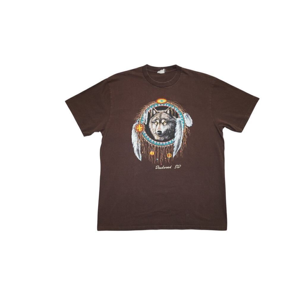 Vintage Deadwood SD Dreamcatcher Wolf Graphic Tee – Size XL – Native American